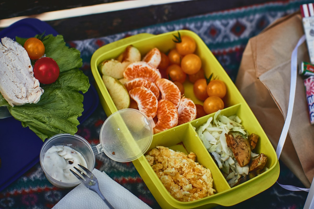 Variety of colorful fresh vegetables and ingredients for meal prep